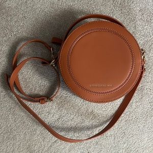 Round Circle Crossbody faux leather purse bag